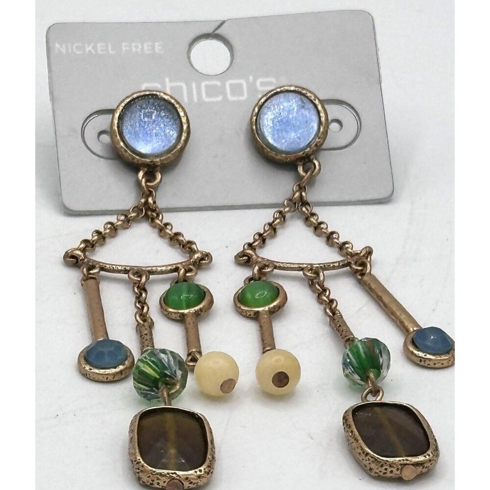 Chicos Chandelier Drop Earrings Multi Color Dangling NWT 3 Inch
